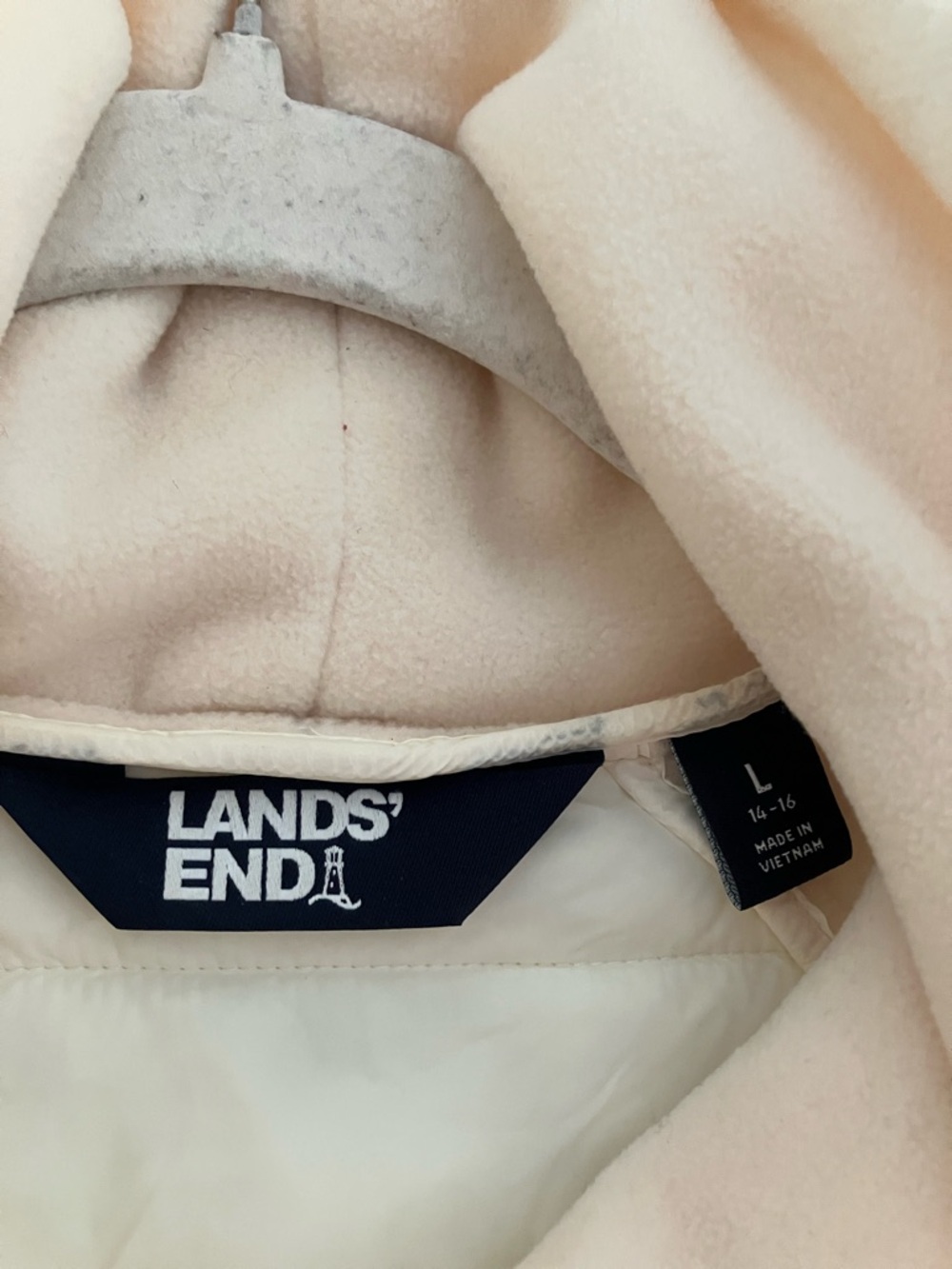 Lands' End Cream Quilted-Fleece Cowl Pullover - Picture 3 of 7
